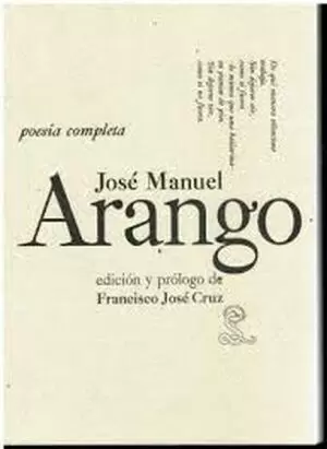 JOSE MANUEL ARANGO. POESIA COMPLETA
